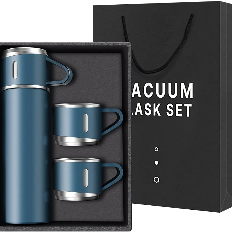 Botella térmica de acero inoxidable de 500 ml/16,9 oz con aislamiento al vacío y taza: aislamiento térmico de doble pared, taza de viaje a prueba de fugas, mantiene bebidas calientes o frías durante horas, elegante color