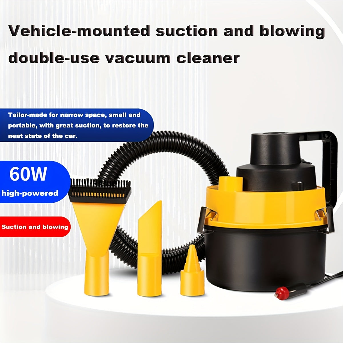 Aspiradora de cubo de doble uso con succión y soplador para vehículo, herramienta multifunción portátil para automóvil, estilo cilíndrico, de gran capacidad, herramienta para limpieza interior de automóvil, eliminació