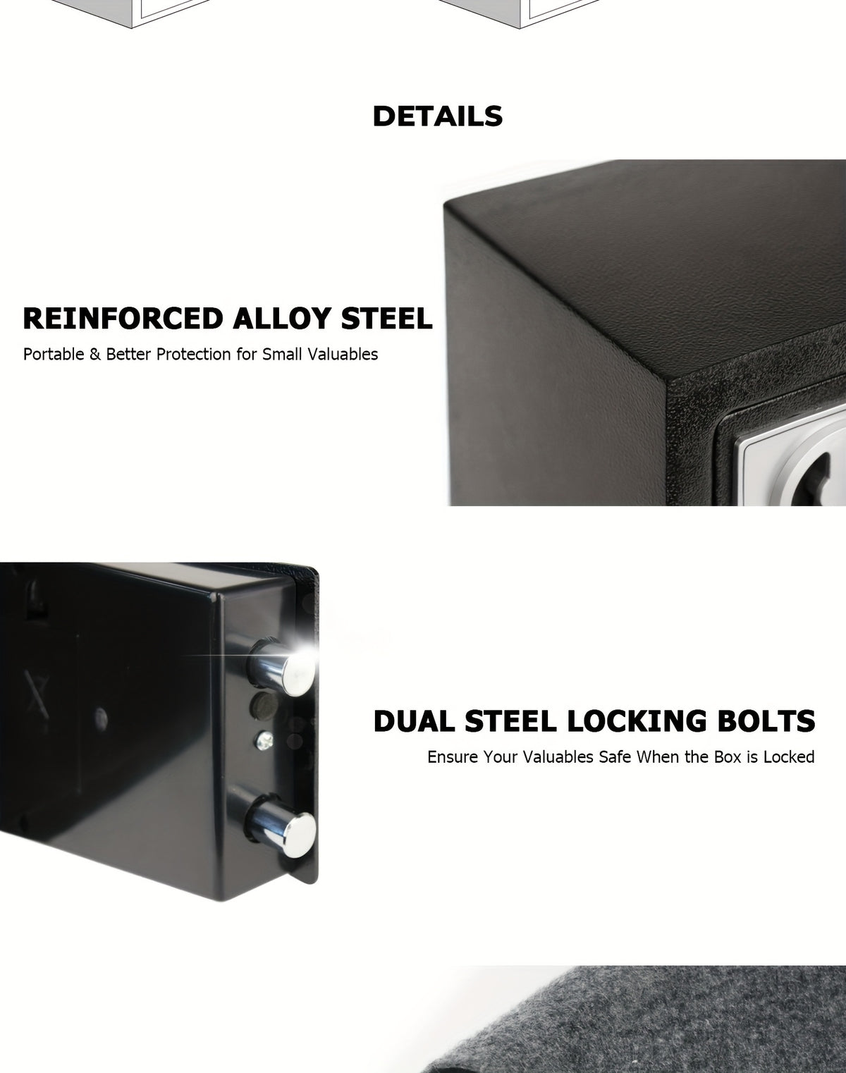 Caja fuerte de acero resistente e ignífuga con bolsa para efectivo - Caja fuerte segura para el hogar con teclado y cerradura, ideal para guardar dinero, documentos y objetos de valor (negra), almacenamiento de objetos de va