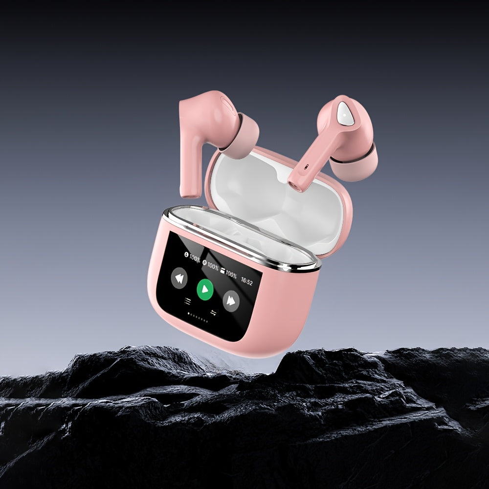 Auriculares inalámbricos con pantalla táctil de 5.3", batería de larga duración de 50 h, graves profundos, micrófono HD, aptos para teléfonos móviles, tabletas y portátiles. Auriculares inalámbricos con carga inalám