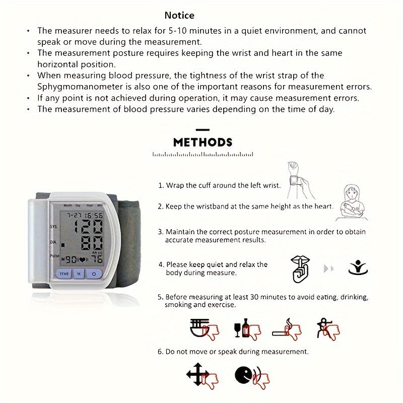 Monitor de presión arterial premium de muñeca, automático. 
Perfecto para monitorear tu salud en  cualquier lugar.
