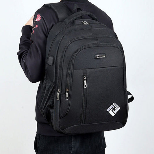 Mochila antirrobo para portátil de negocios para hombre - Puerto de carga USB extragrande de 18", nailon resistente con múltiples compartimentos y correas acolchadas para desplazamientos, oficina y escuela (negro), mochila