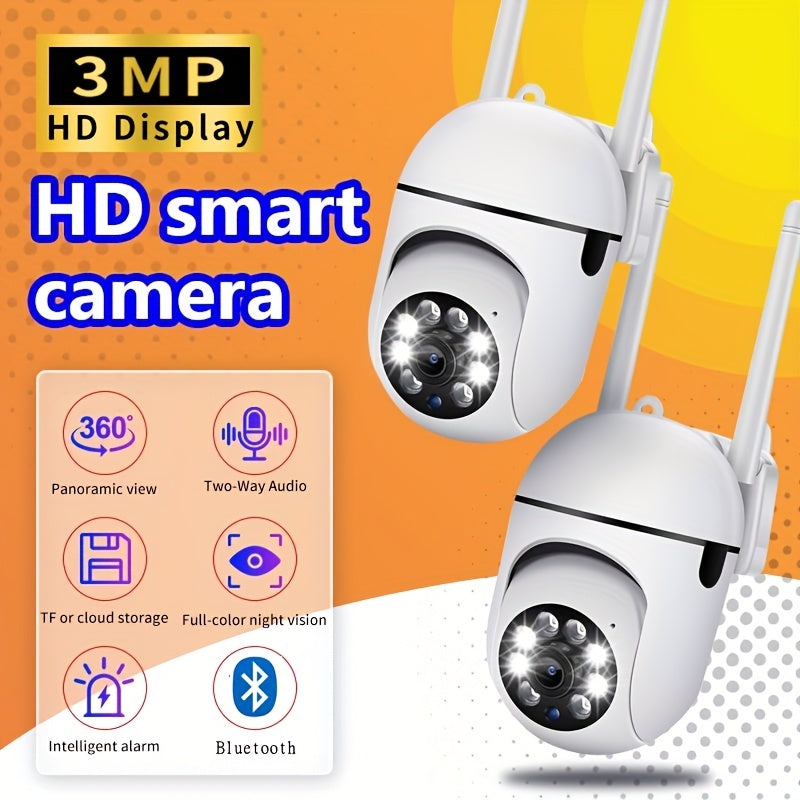 Cámaras de seguridad inteligentes 5G HD con WiFi de 3 MP Full HD, monitoreo panorámico de 360° con control PTZ, alertas de detección de movimiento, visión diurna y nocturna a todo color y audio bidireccional remoto a tra