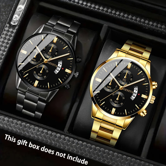 Juego de 4 relojes de moda para hombre, movimiento de cuarzo, correa de acero inoxidable con indicador de fecha | Reloj deportivo | Reloj informal | Reloj de negocios | Movimiento de cuarzo | Reloj de silicona | Reloj para ho