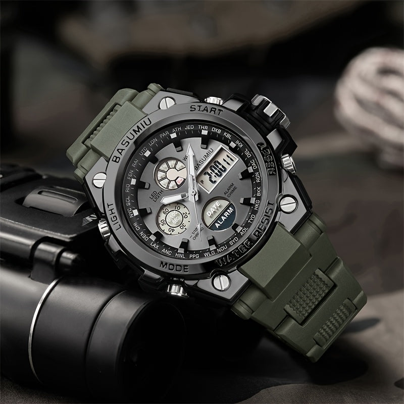 Un reloj deportivo de doble pantalla para hombres, una opción elegante para regalar.