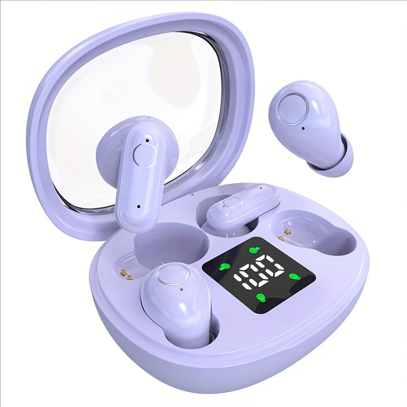 Auriculares inalámbricos deportivos ultracompactos con mango corto, estéreo de graves Hi-Fi, calidad de sonido dual 5.4, reducción de ruido cómoda, pantalla digital de alta definición con micrófono, tiempo de espera ult