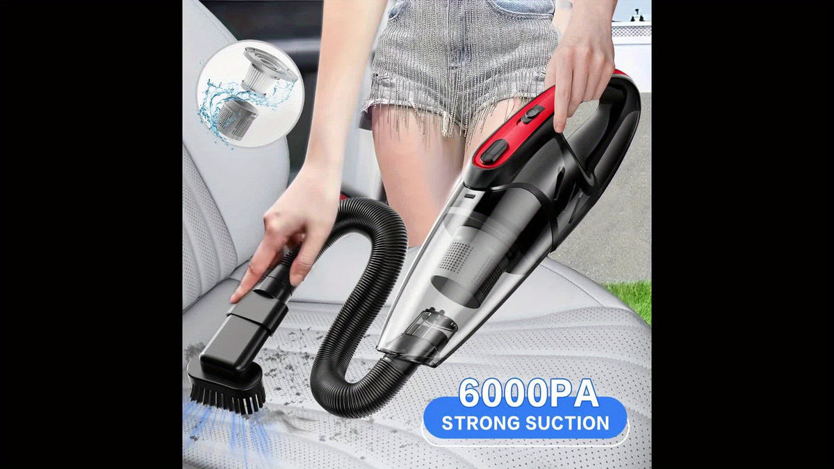 Aspiradora de mano para coche, silenciosa, con 5 accesorios, ideal para limpieza interior, hogar, mascotas, accesorios para coche, regalos.