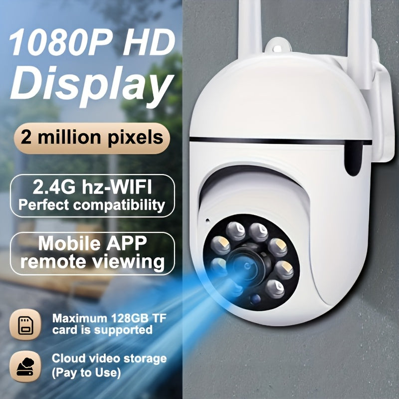 Cámaras de seguridad wifi de 4 piezas, 1080P, inalámbricas, para exteriores, con vista panorámica de 360°, detección de movimiento PIR inteligente, seguimiento de movimiento con IA, visión nocturna a color, audio bidire