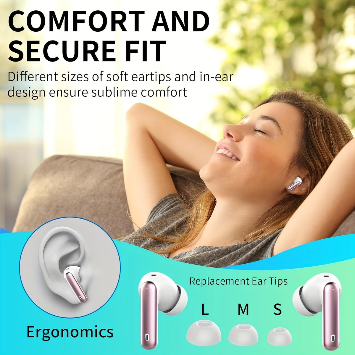 Auriculares inalámbricos 5.3 con sonido estéreo de graves, micrófono con cancelación de ruido y pantalla LED, intraaurales, 40 horas de reproducción, aptos para portátiles, tabletas, teléfonos móviles y para practicar