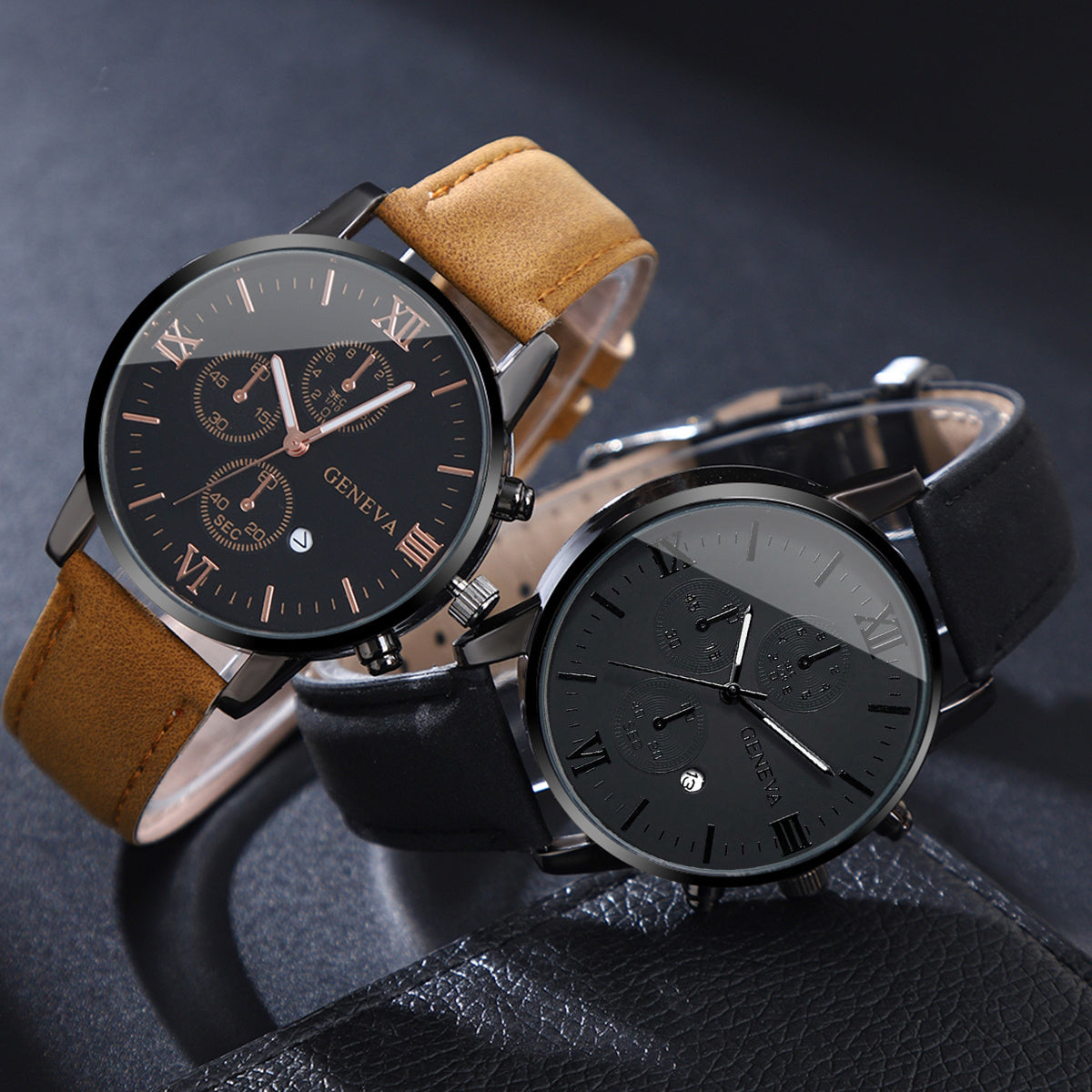 Set de 2 piezas reloj para hombres de cuarzo con correa de cuero y de lujo.
Regalo perfecto para cualquier ocasión.