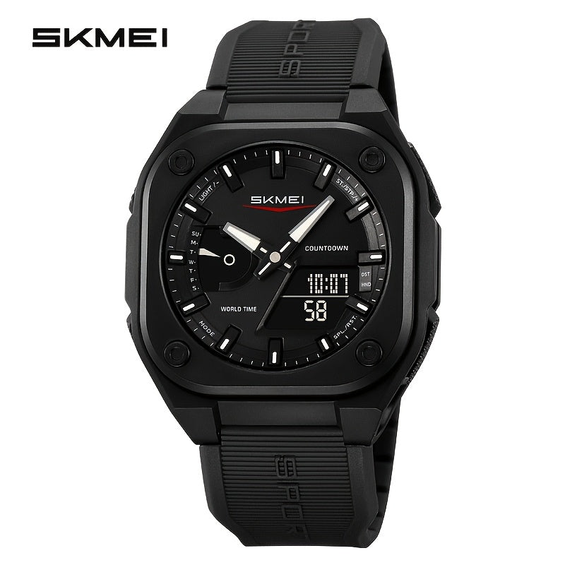 [Reloj analógico digital SKMEI] Reloj analógico digital unisex SKMEI | Pantalla dual, resistente al agua hasta 30 m, cronómetro, ventana de fecha, a prueba de golpes, correa de TPU y hebilla de acero inoxidable, ideal para