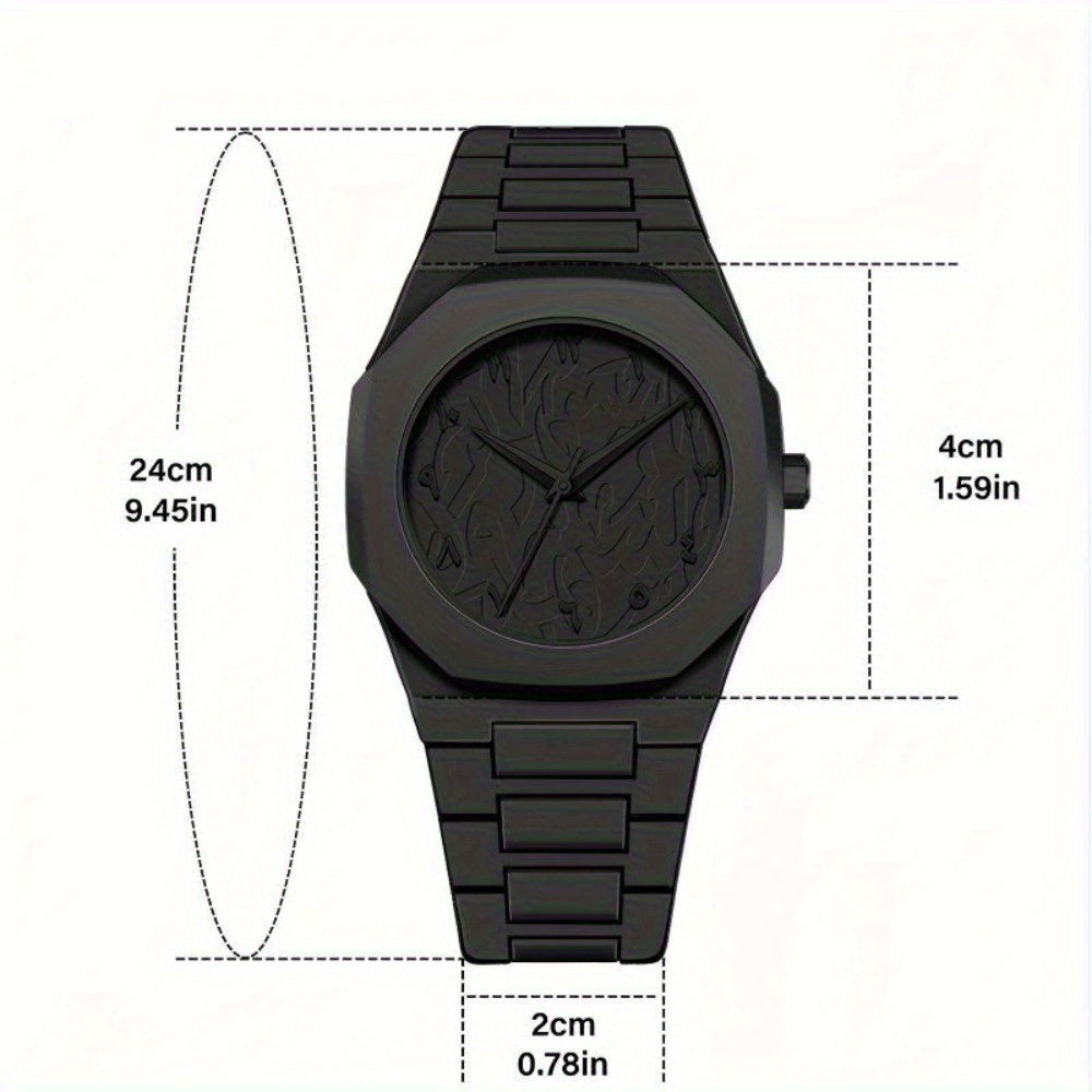 [Relojes de cuarzo para hombres] Reloj de cuarzo para hombre con números arábigos negros, relojes de estilo informal de negocios para hombres, diseño minimalista para vestimenta informal, reloj perfecto para Halloween, Nav