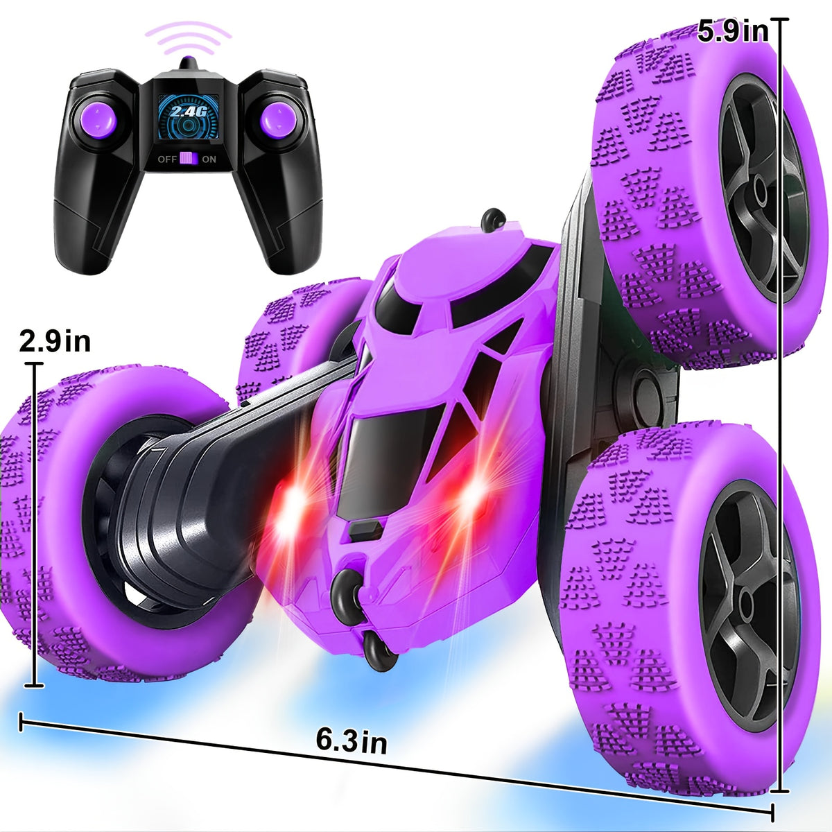 Coche teledirigido para niños de 6 a 12 años, tracción en las cuatro ruedas, giro de 360°, luces LED de 2,4 GHz y alta velocidad todoterreno. Ideal para regalo de cumpleaños o Navidad (Navidad, Halloween, Pascua).