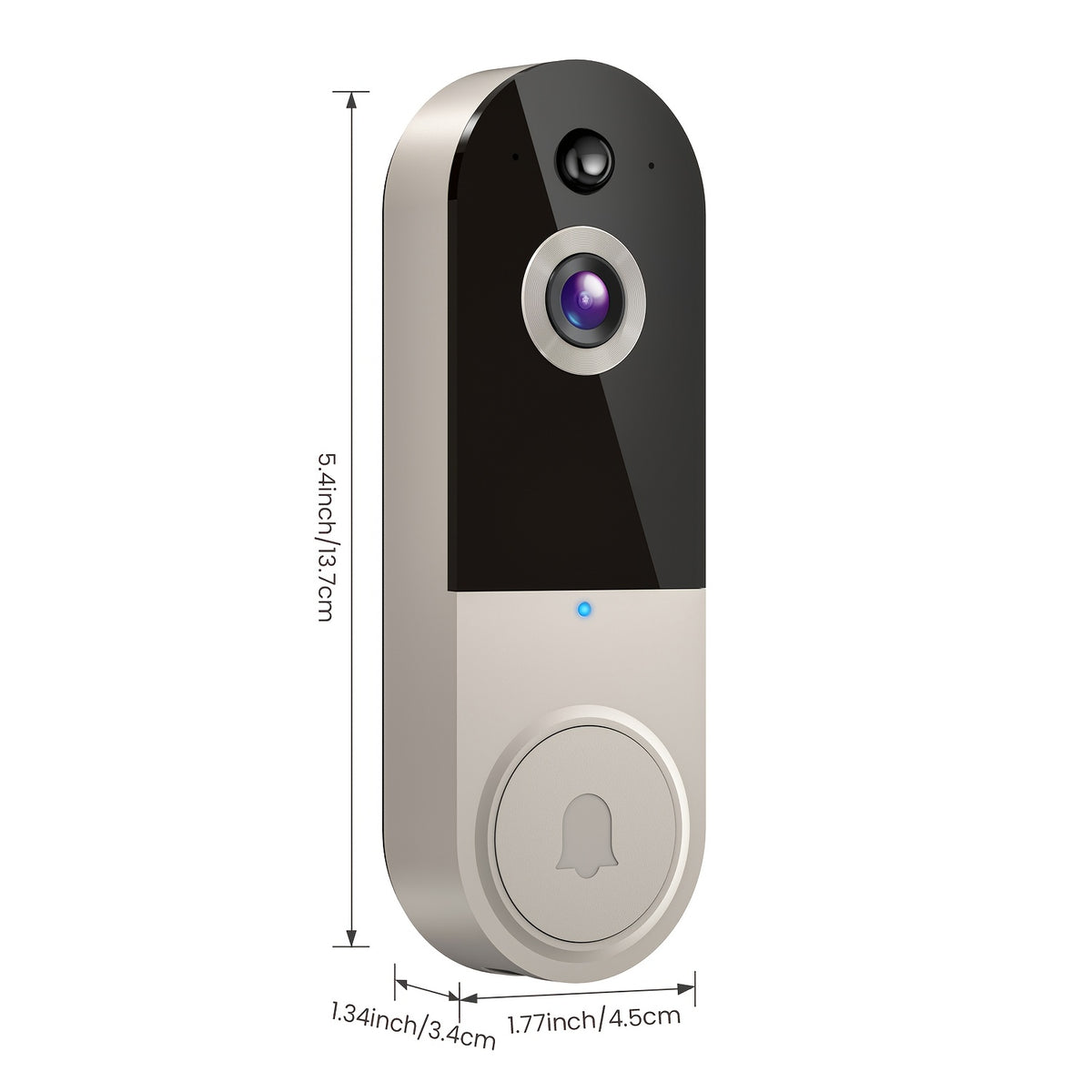 Timbre con cámara y video 1080P, detección corporal inteligente, almacenamiento en la nube, vista en tiempo real, audio bidireccional, visión nocturna por infrarrojos, batería integrada, monitoreo.