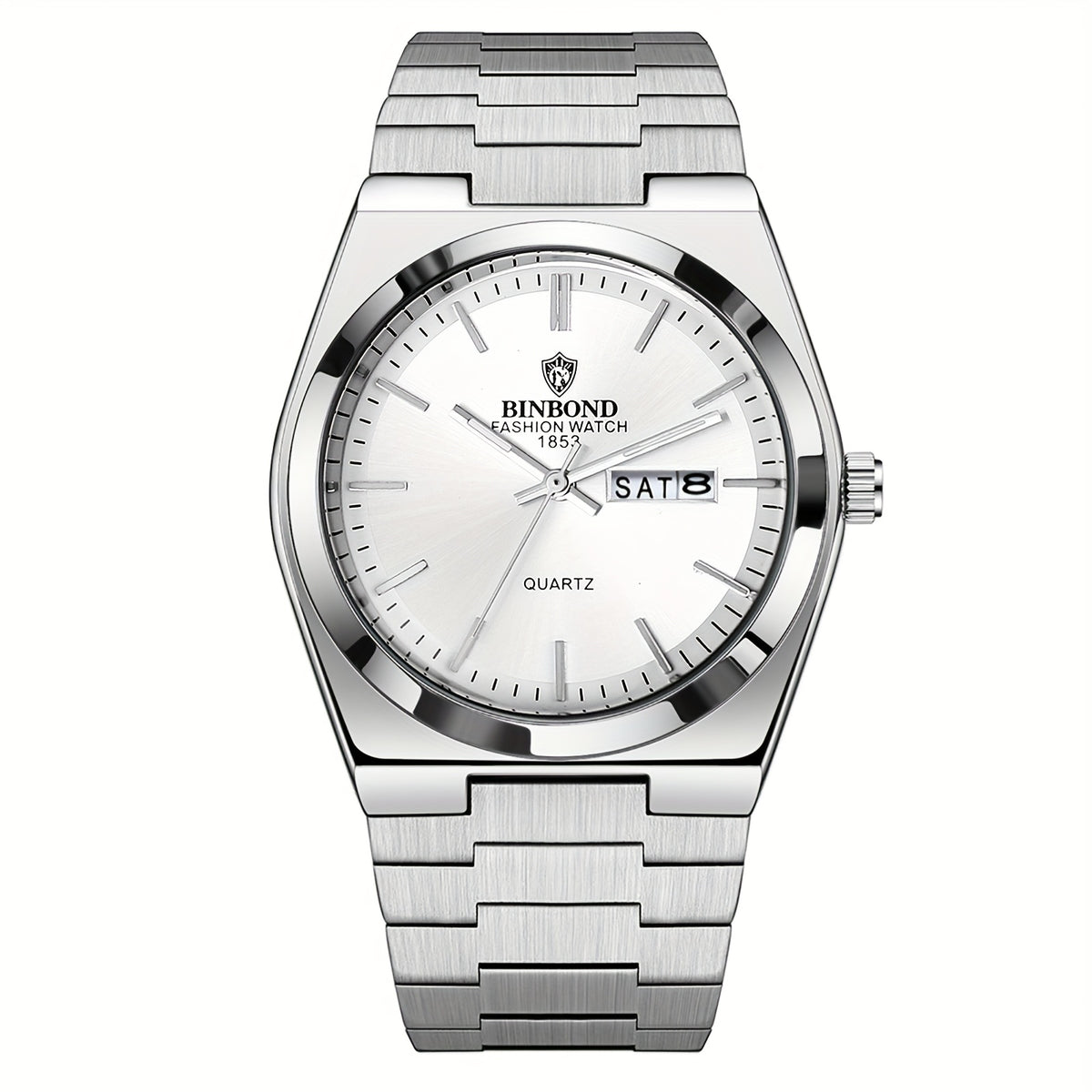Reloj de acero inoxidable de lujo para hombre con esfera luminosa verde turquesa, indicador de semana/fecha/día/segundero, movimiento de cuarzo, correa sólida - Reloj de vestir profesional para negocios, viajes, buceo (-) -