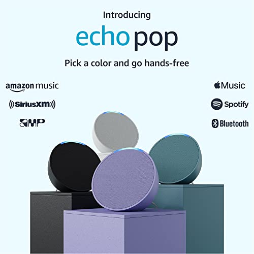 Amazon Echo Pop (modelo más reciente), nuestro altavoz Alexa más pequeño, se adapta a cualquier habitación, Lavanda Bloom