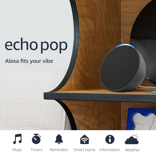 Amazon Echo Pop, nuestro altavoz Alexa más pequeño, cabe en cualquier habitación, color carbón
