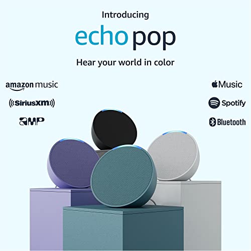Amazon Echo Pop (modelo más reciente), nuestro altavoz Alexa más pequeño, cabe en cualquier habitación, azul marino medianoche