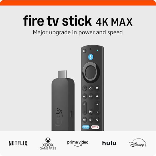 Dispositivo de streaming Amazon Fire TV Stick 4K Max con búsqueda Fire TV impulsada por IA, compatible con Wi-Fi 6E, TV gratuita y en directo sin cable ni satélite.