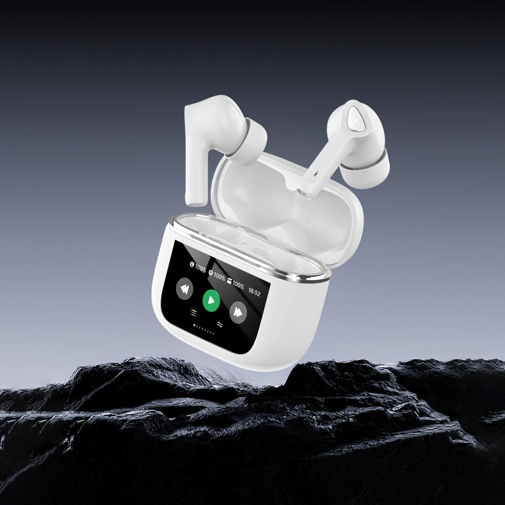 Auriculares inalámbricos con pantalla táctil de 5.3", batería de larga duración de 50 h, graves profundos, micrófono HD, aptos para teléfonos móviles, tabletas y portátiles. Auriculares inalámbricos con carga inalám