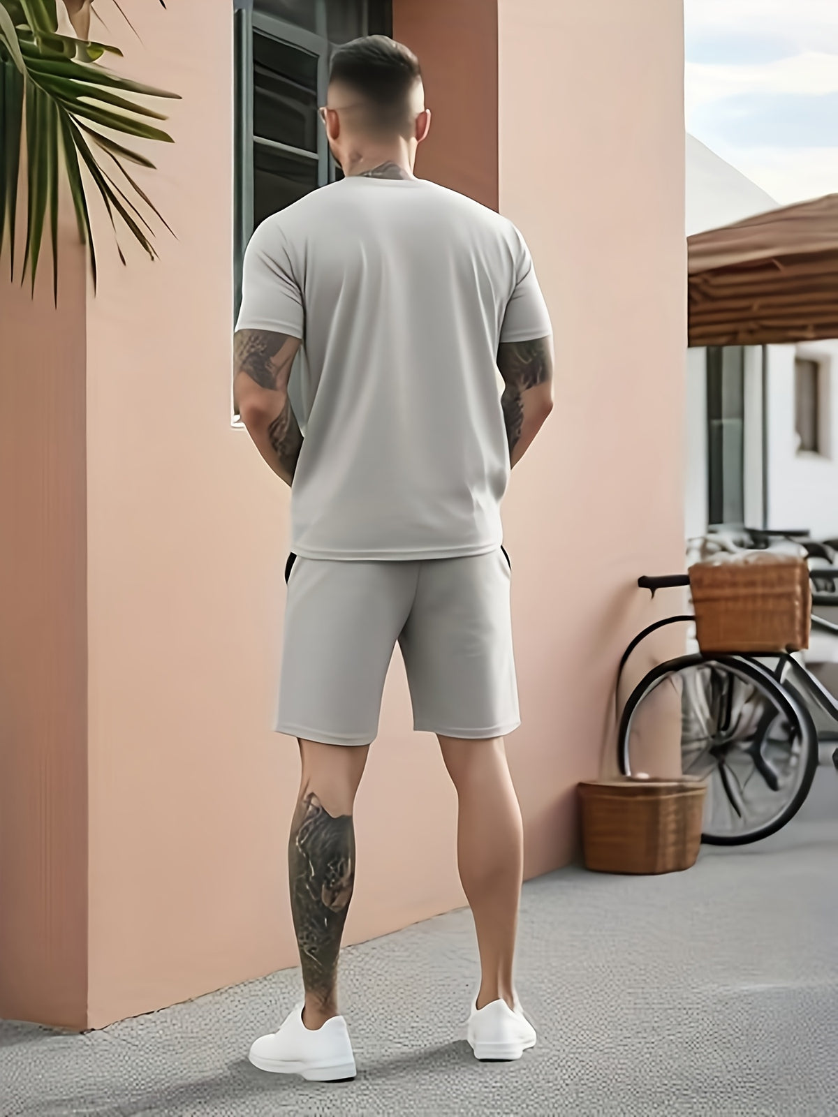 Traje casual multicolor para hombre, conjunto de dos piezas, sencillo y cómodo, para uso diario.