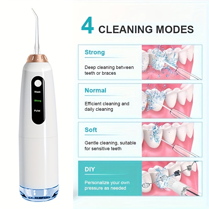 Cepillo dental inalámbrico portátil de 3 modos, recargable para viajes, con hilo dental eléctrico, boquilla de 4 funciones, ideal para el hogar, regalo para el Día de la Madre.