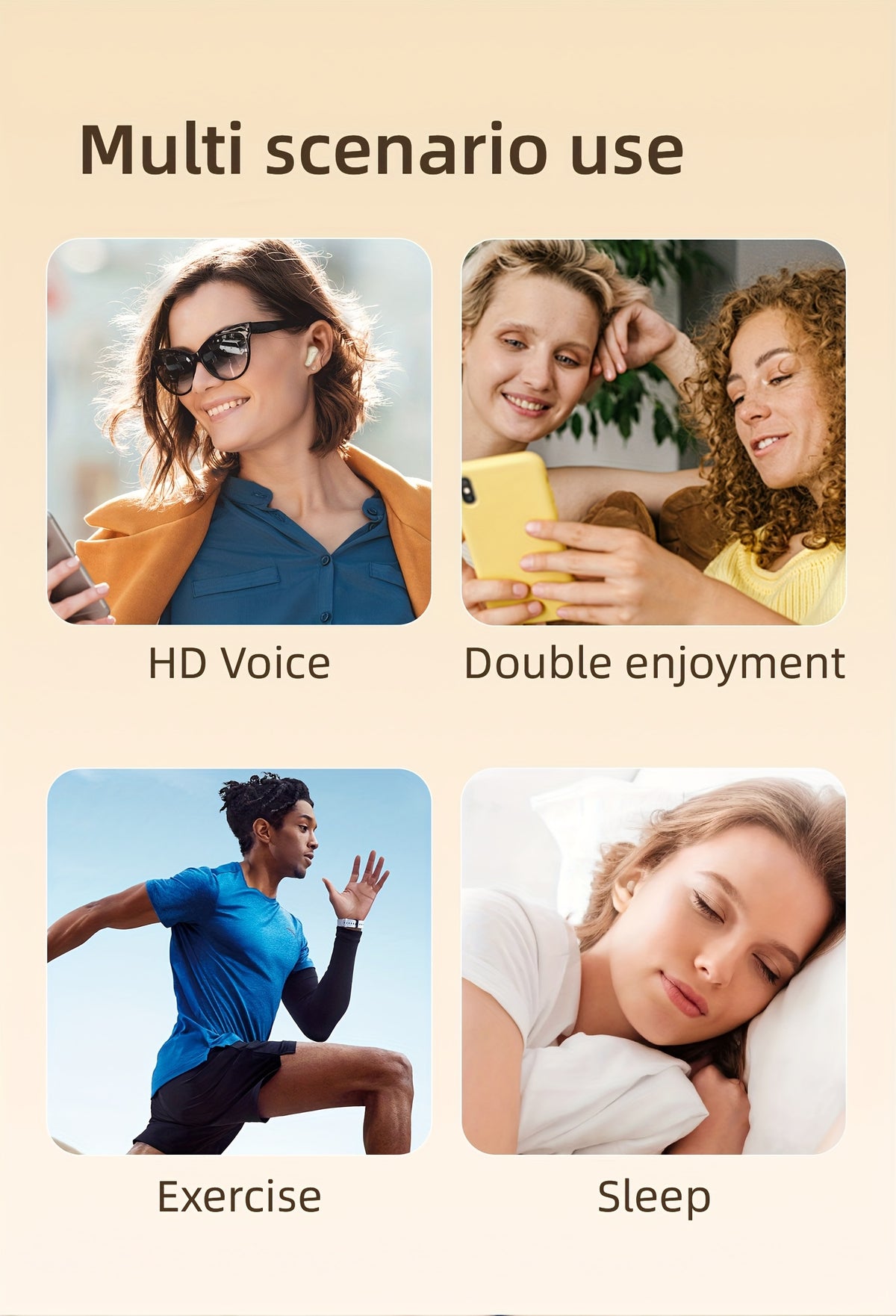 Auriculares inalámbricos deportivos ultracompactos con mango corto, estéreo de graves Hi-Fi, calidad de sonido dual 5.4, reducción de ruido cómoda, pantalla digital de alta definición con micrófono, tiempo de espera ult