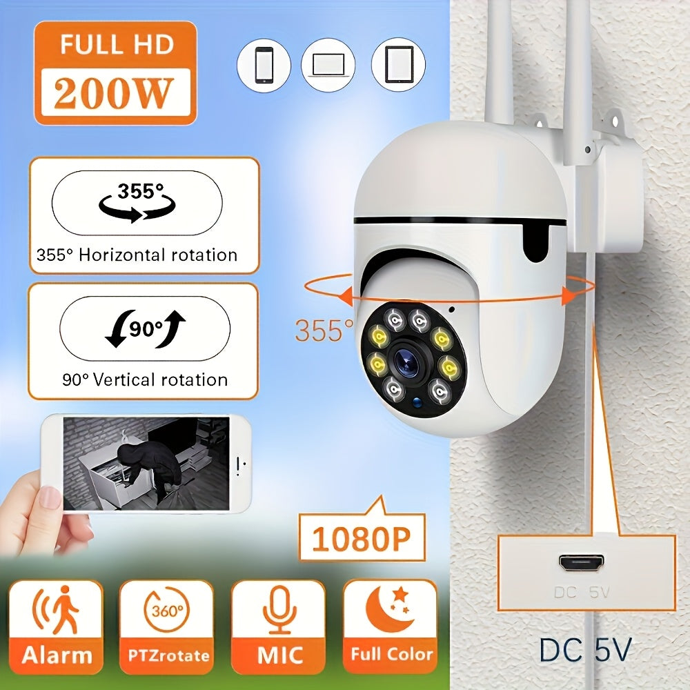 Cámaras de seguridad wifi de 4 piezas, 1080P, inalámbricas, para exteriores, con vista panorámica de 360°, detección de movimiento PIR inteligente, seguimiento de movimiento con IA, visión nocturna a color, audio bidire