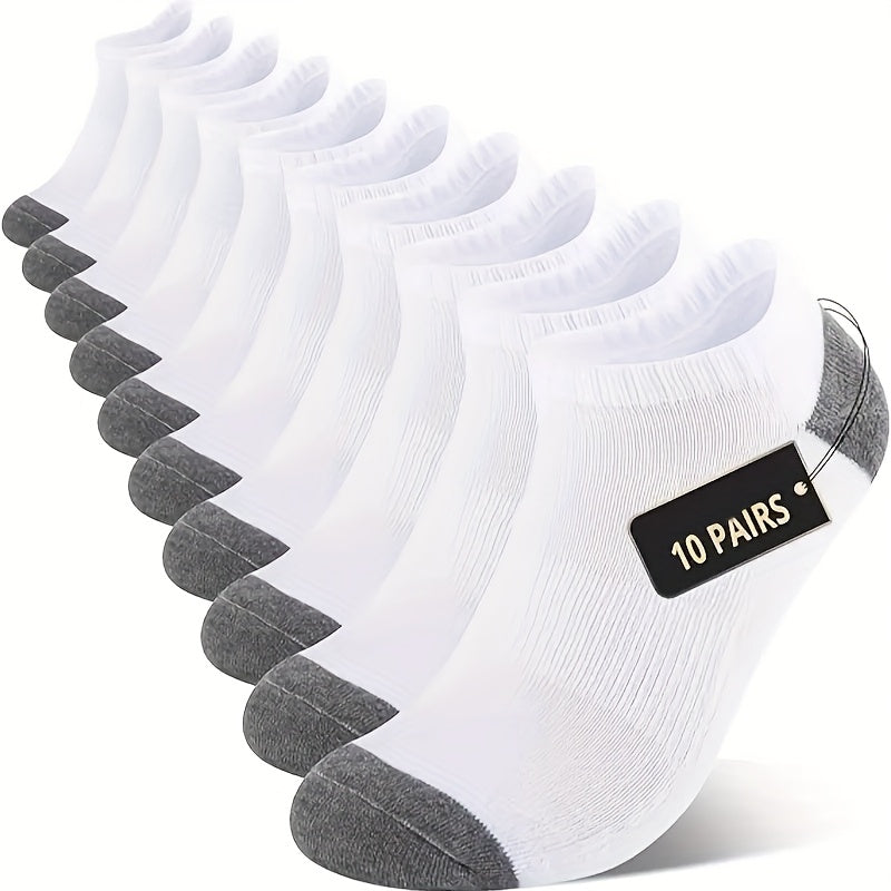 Calcetines cómodos para hombre: 10 pares de calcetines cortos para hombre | Absorben impactos y humedad, de caña baja, cómodos, para deportes casuales y de running - Finos y antiolor