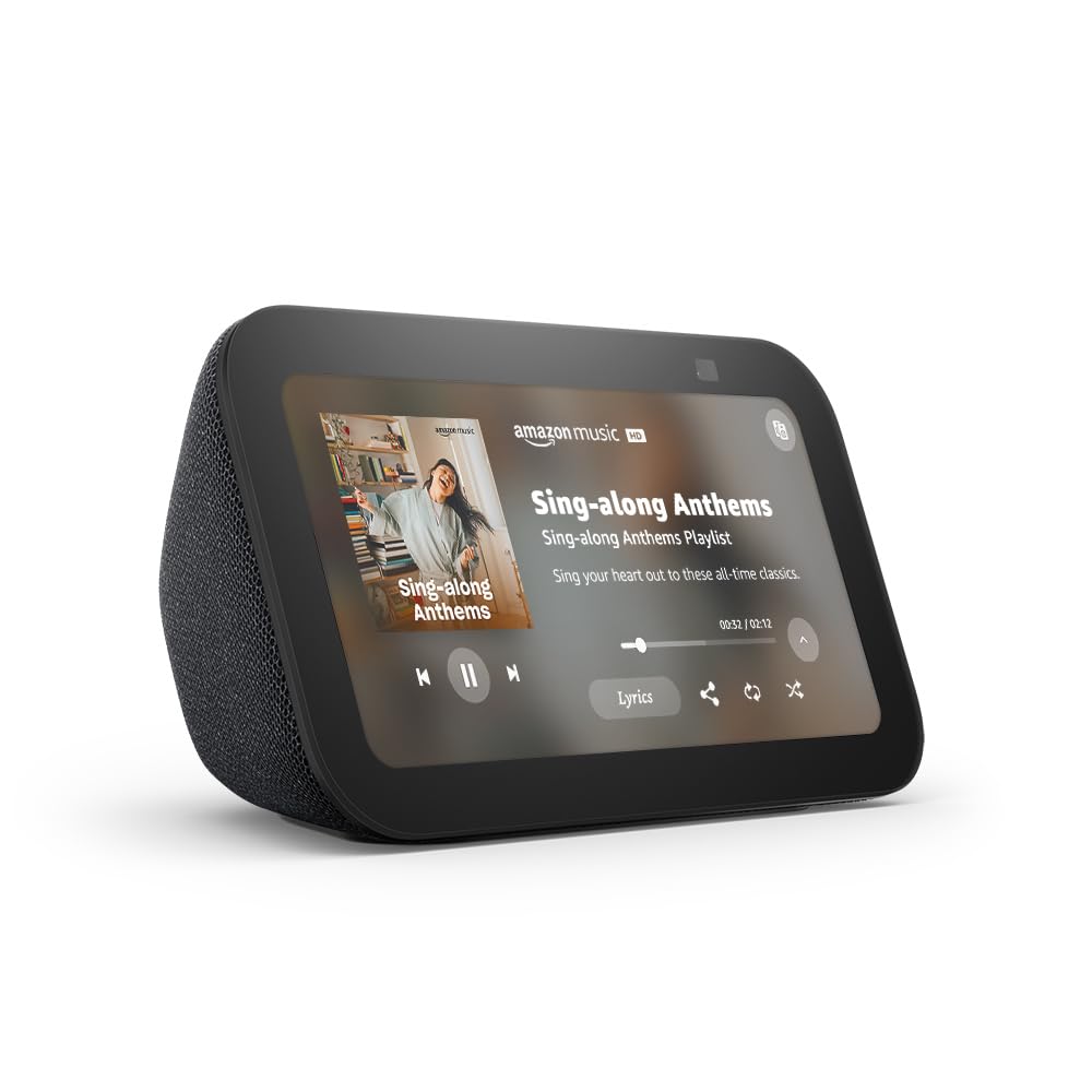 Amazon Echo Show 5, pantalla inteligente con el doble de graves y un sonido más nítido, color carbón