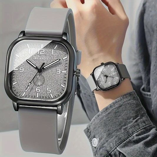 Elegante reloj de cuarzo con correa de silicona cuadrada minimalista para mujer, reloj unisex para hombre con caja de aleación, informal de negocios, regalos de Halloween y Navidad, opción ideal para regalar a mujeres.