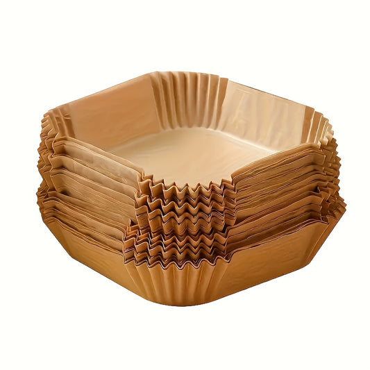 [Antiadherente | Freidora de aire] 100 láminas antiadherentes para freidora de aire | Hojas de papel marrón para hornear, asar y usar en microondas - Fáciles de limpiar, cocina saludable, perfectas para cocinas domésticas