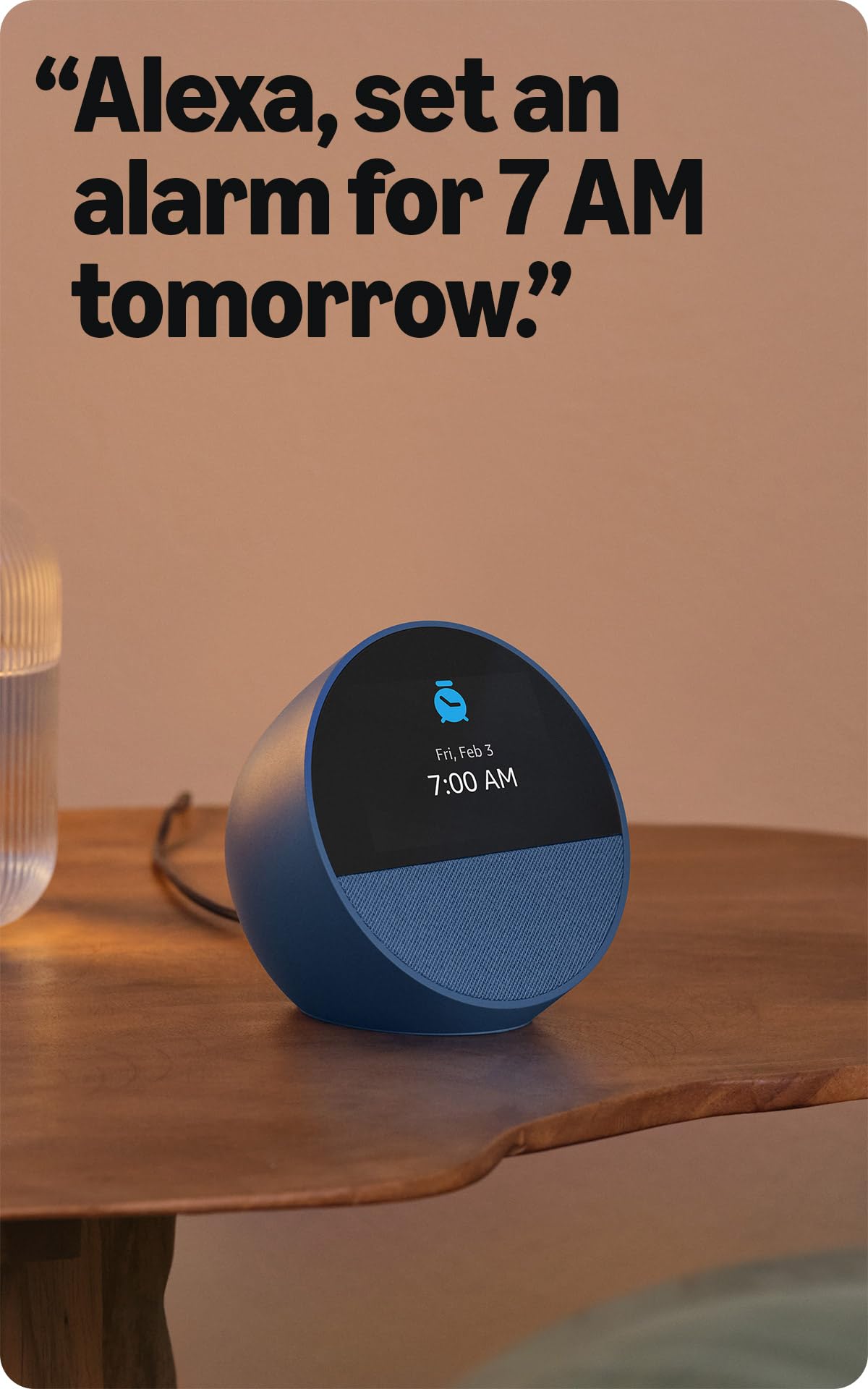 Amazon Echo Spot, ideal para mesitas de noche, oficinas y cocinas, despertador inteligente con Alexa, negro