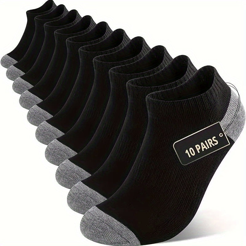 Calcetines cómodos para hombre: 10 pares de calcetines cortos para hombre | Absorben impactos y humedad, de caña baja, cómodos, para deportes casuales y de running - Finos y antiolor
