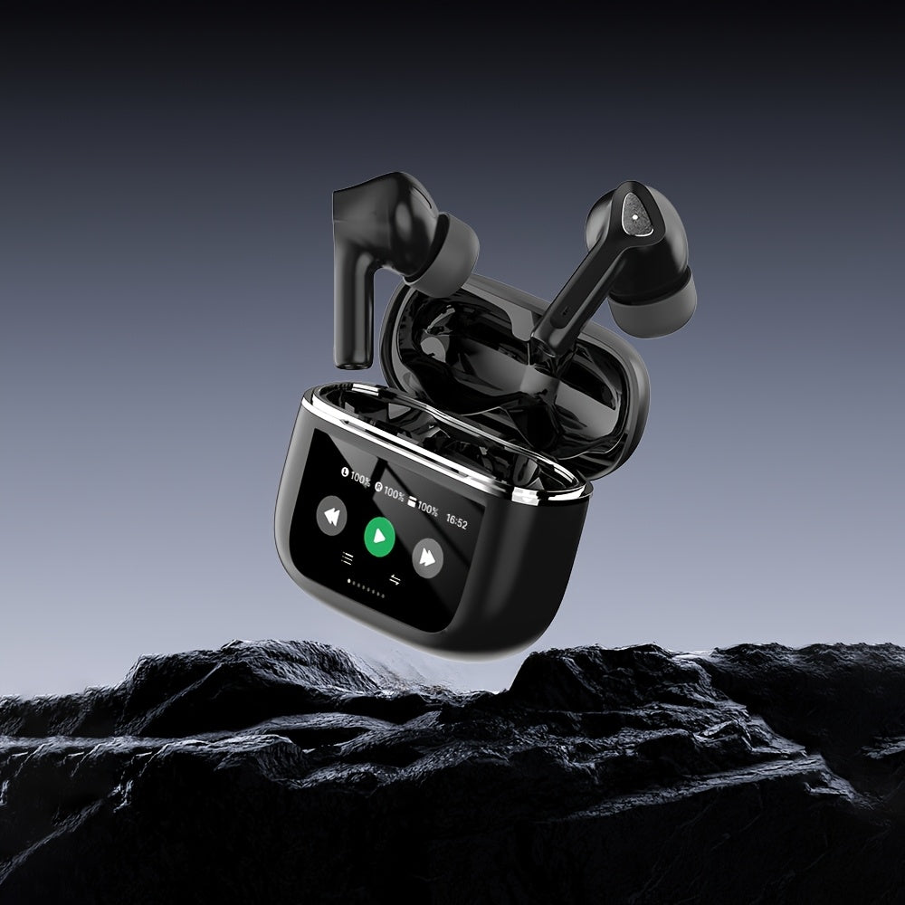 Auriculares inalámbricos con pantalla táctil de 5.3", batería de larga duración de 50 h, graves profundos, micrófono HD, aptos para teléfonos móviles, tabletas y portátiles. Auriculares inalámbricos con carga inalám