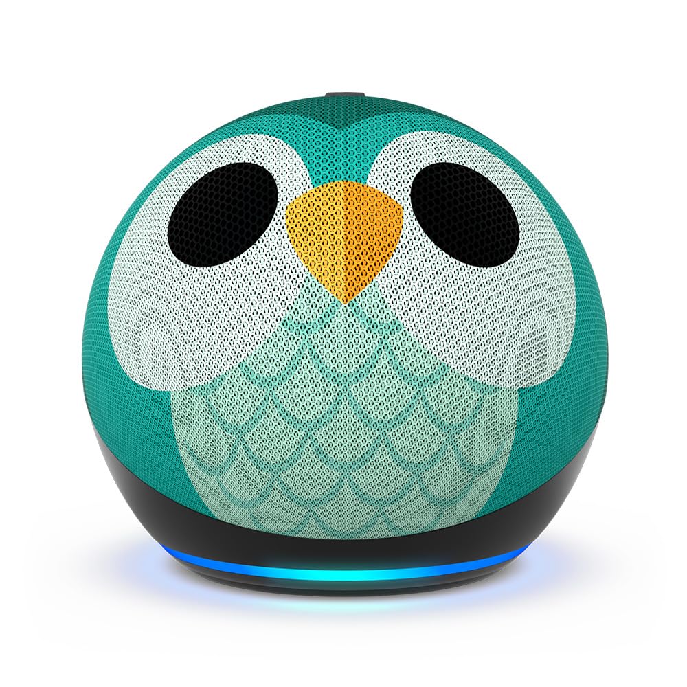 Amazon Echo Dot Kids con Alexa (modelo más reciente), diseñado para niños, con control parental, incluye 1 año de Amazon Kids+, búho