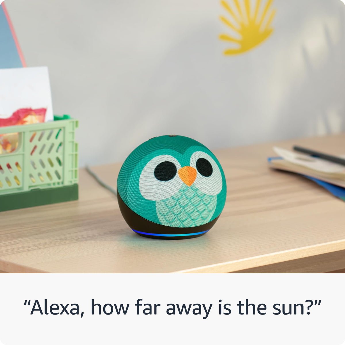 Amazon Echo Dot Kids con Alexa (modelo más reciente), diseñado para niños, con control parental, incluye 1 año de Amazon Kids+, Stardust