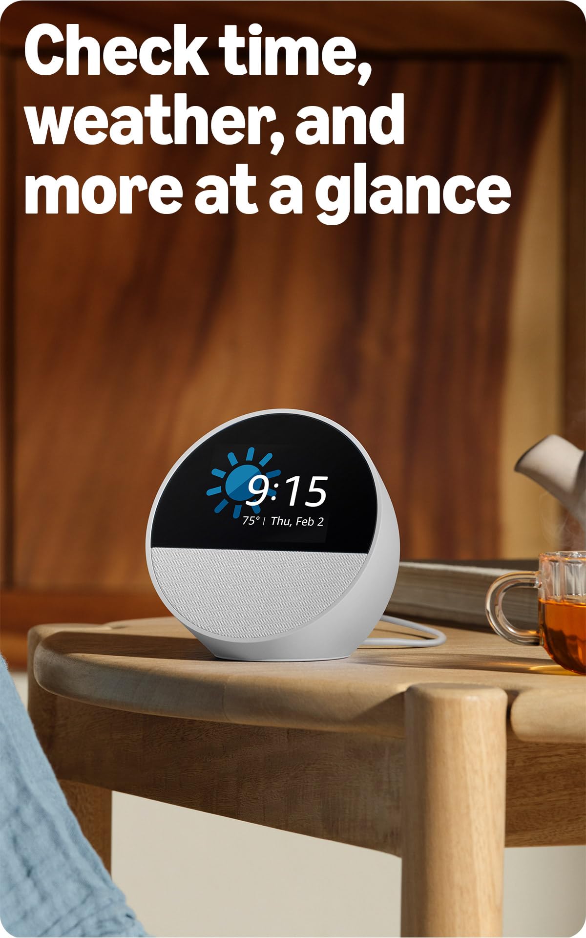 Amazon Echo Spot, ideal para mesitas de noche, oficinas y cocinas, despertador inteligente con Alexa, negro