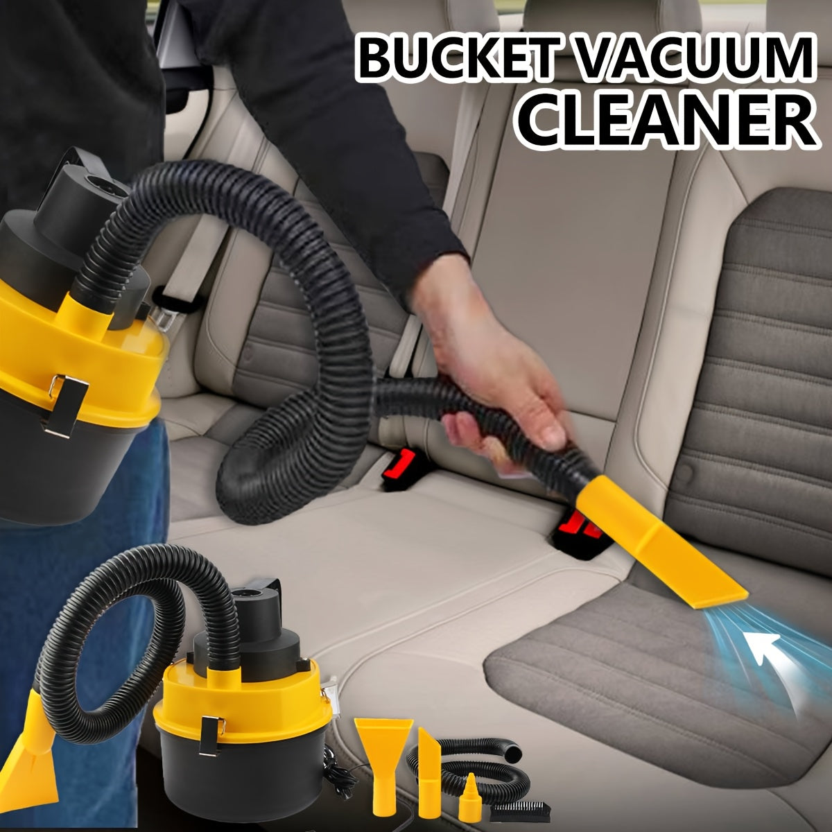 Aspiradora de cubo de doble uso con succión y soplador para vehículo, herramienta multifunción portátil para automóvil, estilo cilíndrico, de gran capacidad, herramienta para limpieza interior de automóvil, eliminació