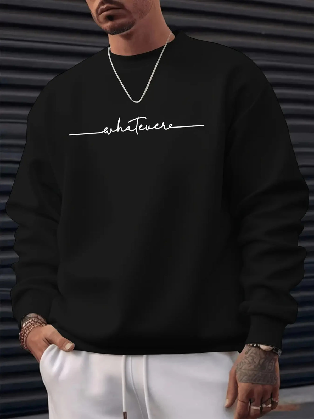 Sudadera informal de cuello redondo para hombre con estampado "Always", manga larga, corte regular, mezcla de algodón, ideal para otoño/invierno, esencial para ir al trabajo, envío local. Sudadera con capucha.