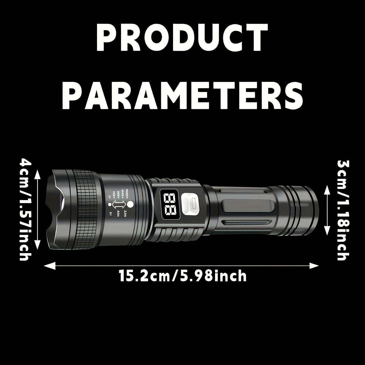 4 linternas LED recargables de alta potencia con foco con zoom y cable USB. Superbrillantes, de largo alcance, luz de trabajo táctica para camping, senderismo, emergencias y viajes. Equipo de senderismo. Linterna robusta. Li