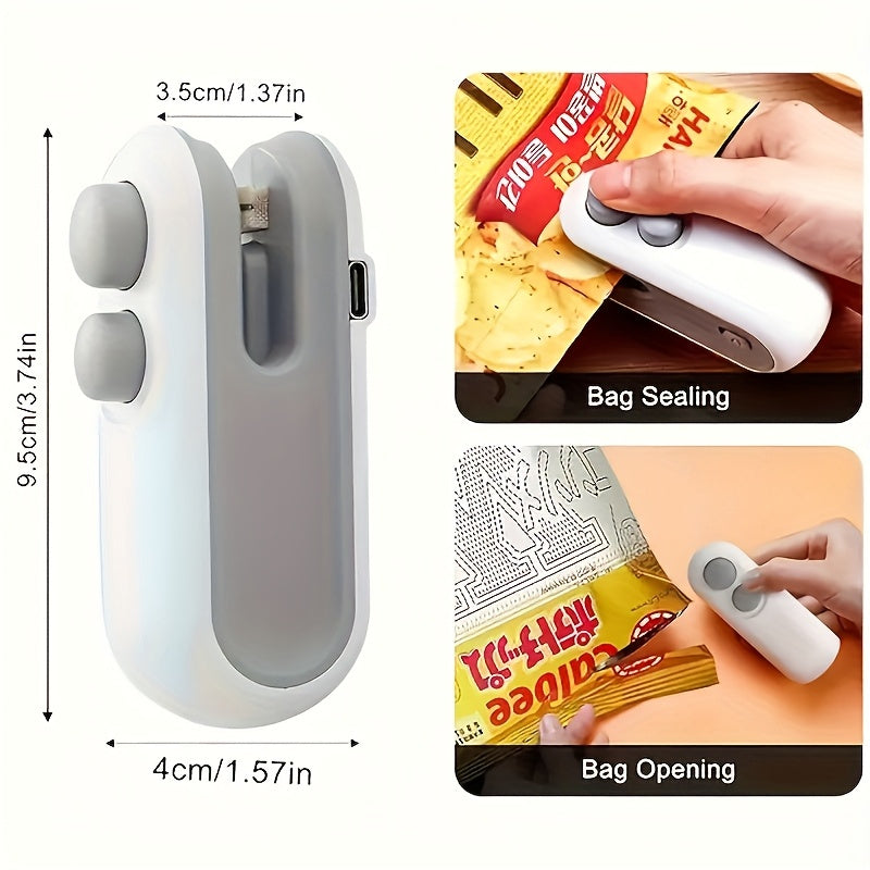 Selladora de bolsas USB, portátil para refrigerios, almuerzos y viajes. Cierre magnético (1 Unidad)