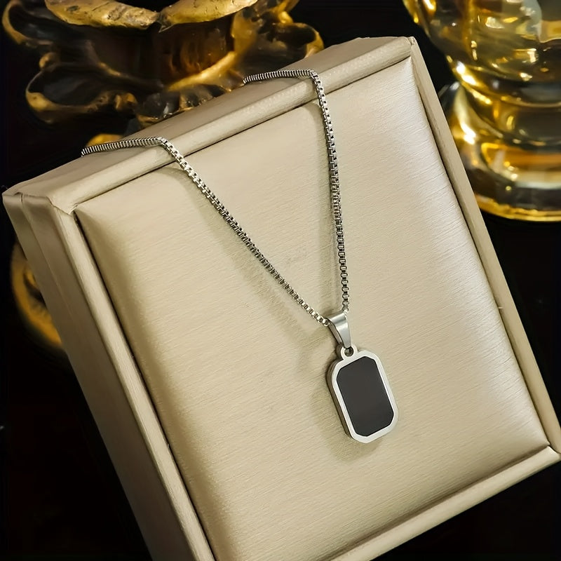 [Colgante elegante] Collar rectangular negro con baño de oro de 18 quilates | Elegante, perfecto para uso diario y como accesorio de vacaciones, regalo ideal de San Valentín para mujer.