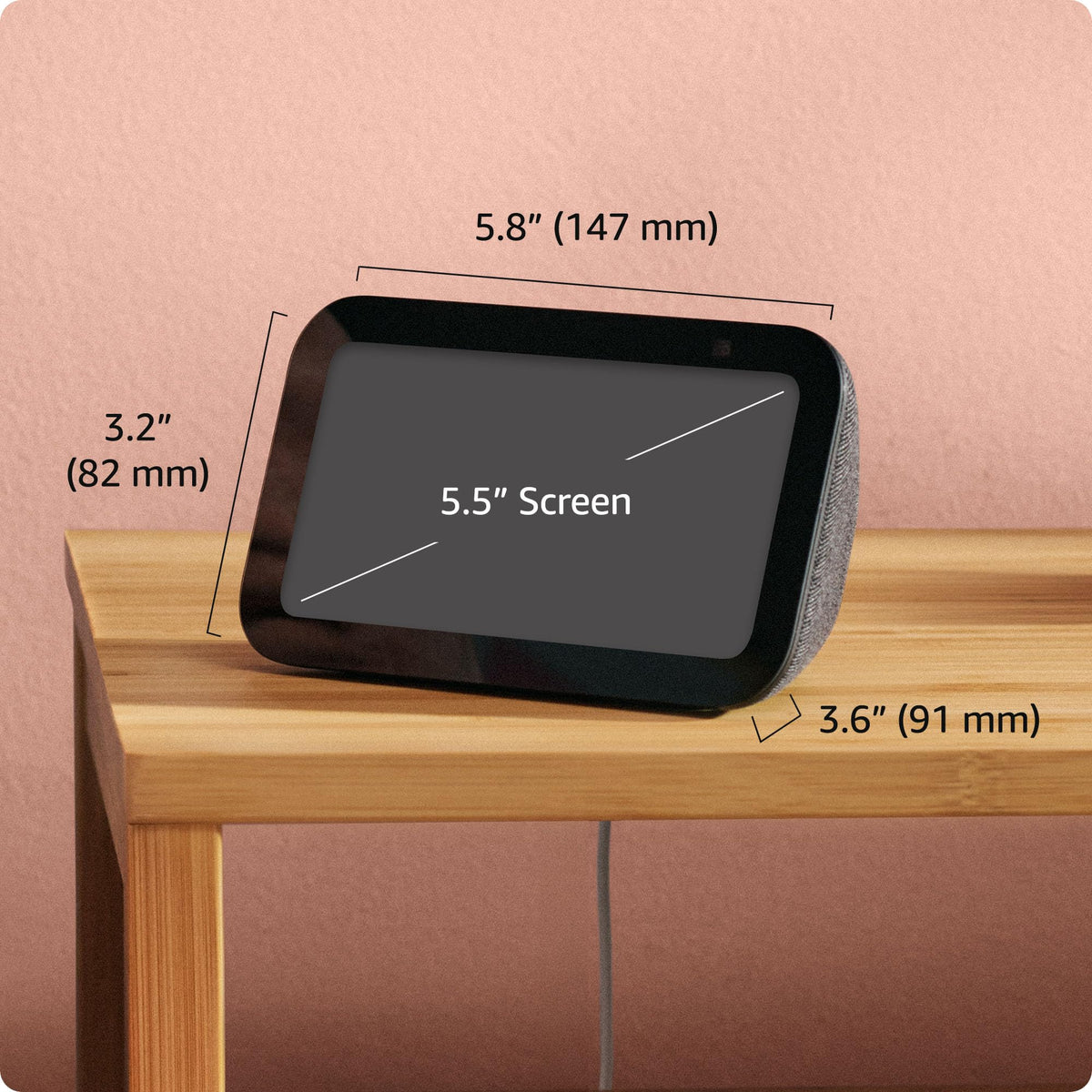 Amazon Echo Show 5, pantalla inteligente con el doble de graves y un sonido más nítido, color carbón