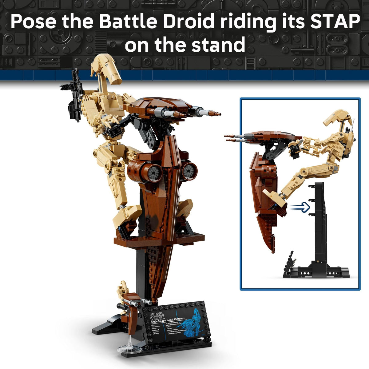 LEGO Star Wars: La Amenaza Fantasma - Droide de Batalla con STAP - Juguete de construcción y aprendizaje para niños y niñas a partir de 12 años - Kit de juguete y modelo de Star Wars - Regalo de Navidad - 75428