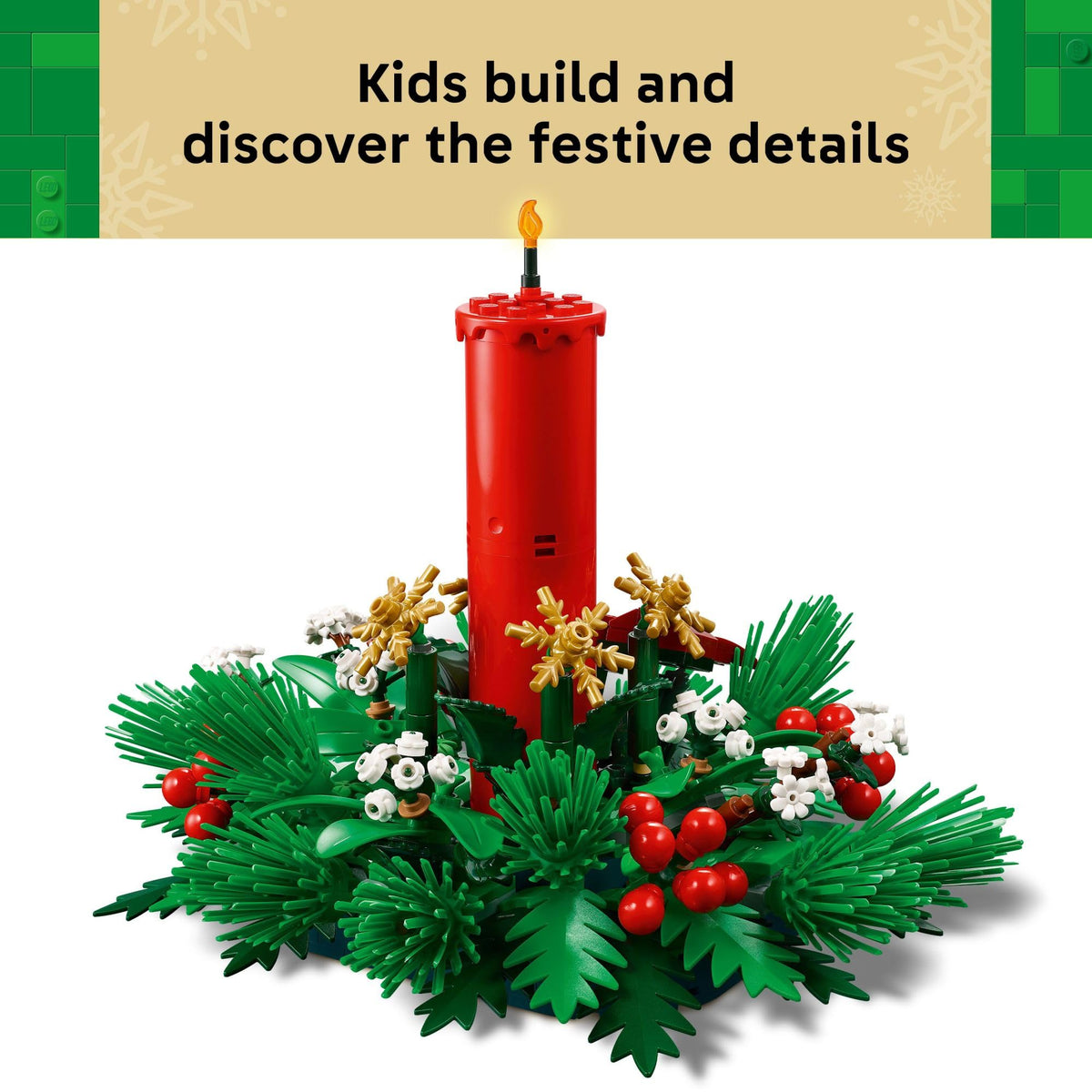 LEGO - Adorno de mesa navideño para niños - Centro de mesa navideño con ladrillos y decoración festiva para la habitación - Manualidad navideña para niñas y niños mayores de 12 años - Idea de regalo para familias - 40743