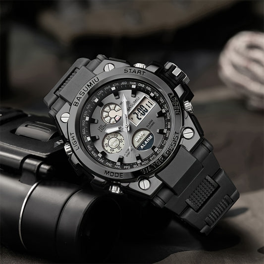 Un reloj deportivo de doble pantalla para hombres, una opción elegante para regalar.