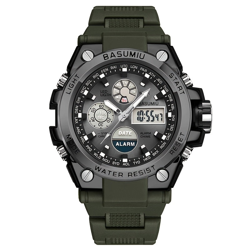 Un reloj deportivo de doble pantalla para hombres, una opción elegante para regalar.