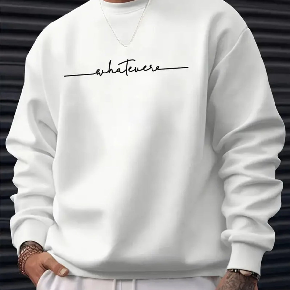 Sudadera informal de cuello redondo para hombre con estampado "Always", manga larga, corte regular, mezcla de algodón, ideal para otoño/invierno, esencial para ir al trabajo, envío local. Sudadera con capucha.