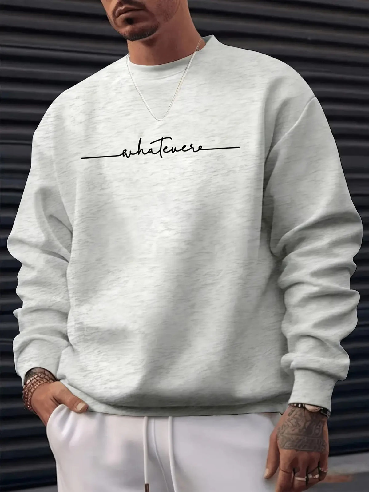 Sudadera informal de cuello redondo para hombre con estampado "Always", manga larga, corte regular, mezcla de algodón, ideal para otoño/invierno, esencial para ir al trabajo, envío local. Sudadera con capucha.